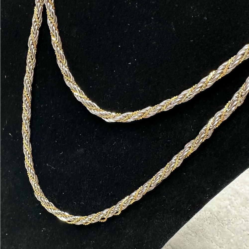 Elegant Gold / Silver Tone Twisted Rope Necklace by Trifari